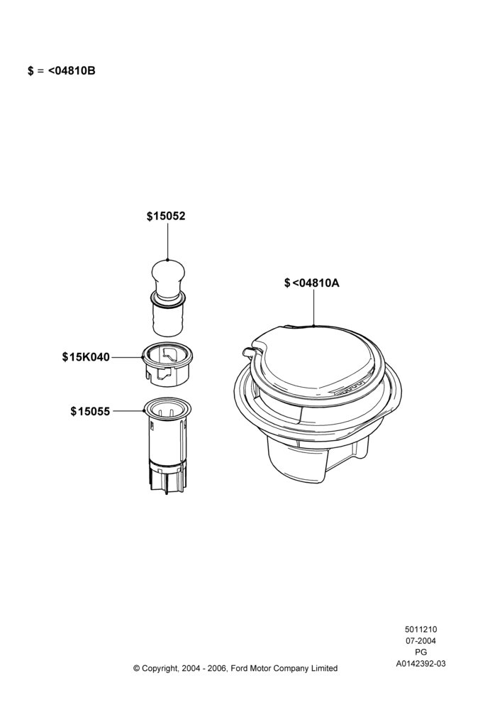 Схема Консоль напольная, Accessory Ashtub Kit; 12.07.2004–05.06.2009