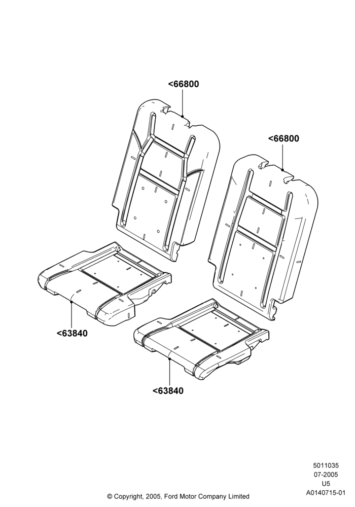 Схема Подушки и обогрев задних сидений, All Third Row Seating; 19.07.2005–16.12.2010