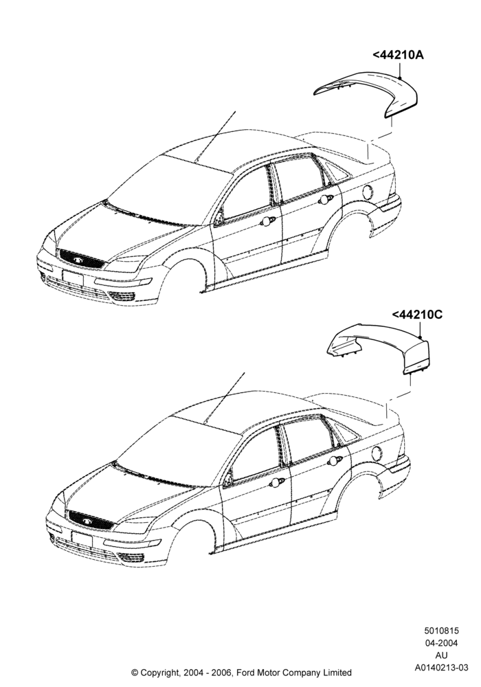 Схема Спойлер и детали, 4 Door Sedan, Less Spoiler, Accessory; 05.04.2004–27.08.2007