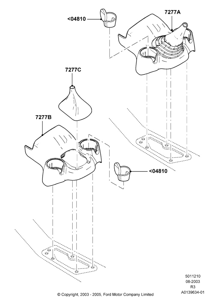 Схема Консоль напольная, Manual Transmission, With Floor Consolette; 04.08.2003–14.09.2009
