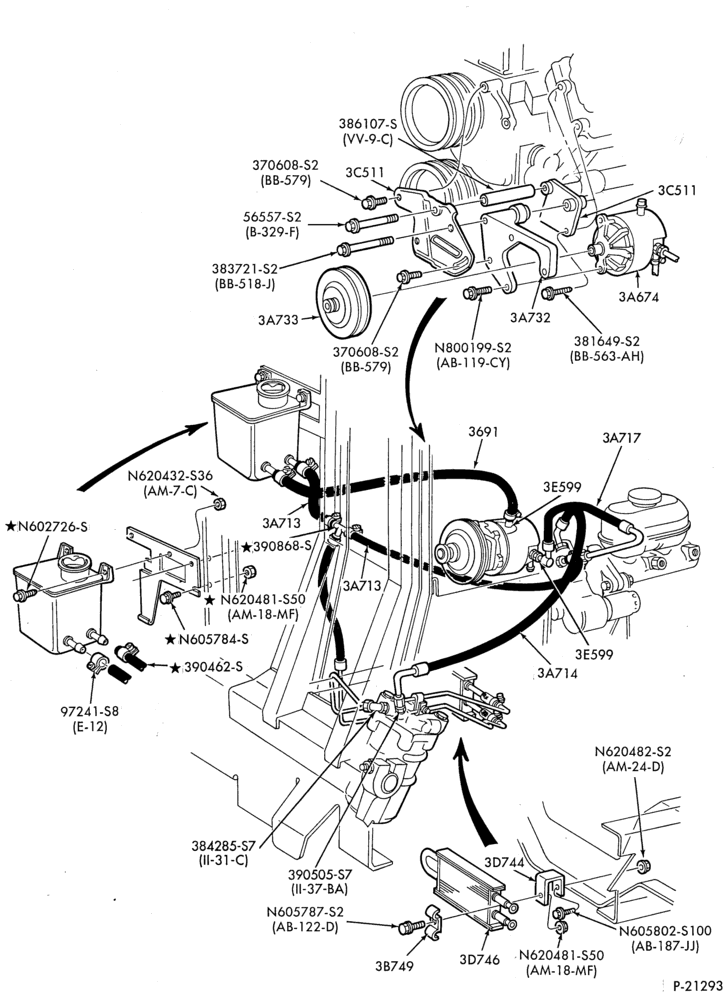 Схема STEERING-(1989) - 8 cyl. 460 (7.5L) - E.F.I.-F53-Stripped Chassis