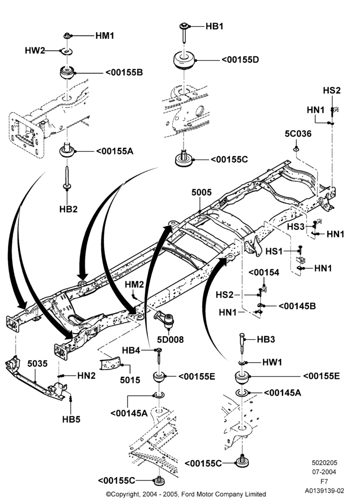 Схема Рама шасси, Wide Frame (Pickup), Super Cab; 19.07.2004–18.12.2006