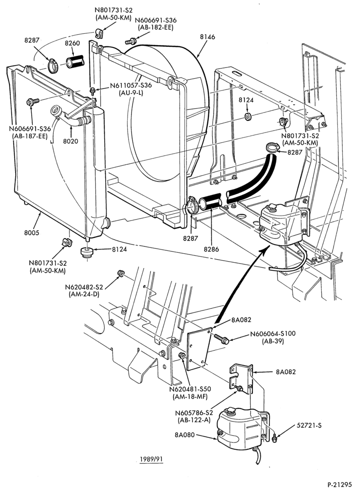 Схема Радиатор, GRILL AND COOLING-Cooling system & related parts - 8 cyl. 7.5L M.F.I. - Page A-F53(Stripped Chassis)