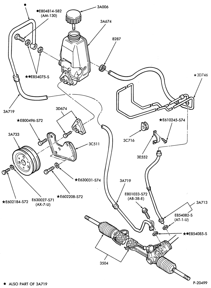 Схема STEERING-Pump installation - 6 cyl. 177 (2.9L)