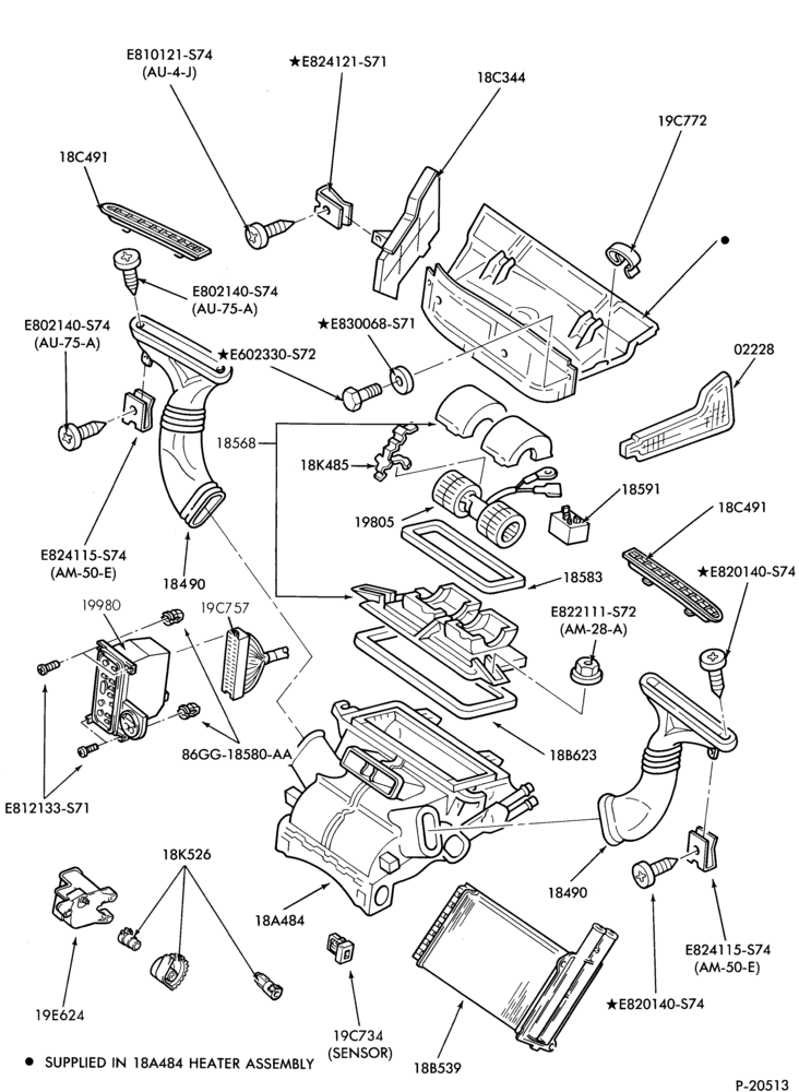 Схема AIR CONDITIONER-Controls and related parts-upper