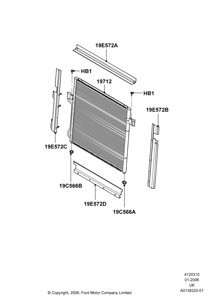 Схема Конденсатор и компрессор кондиционера, Condenser Assy; 30.01.2006–29.10.2010