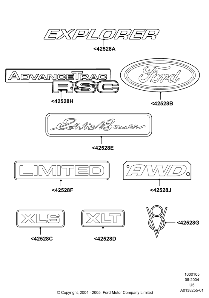 Схема Шильдики, Ford Series; 02.08.2004–19.07.2005