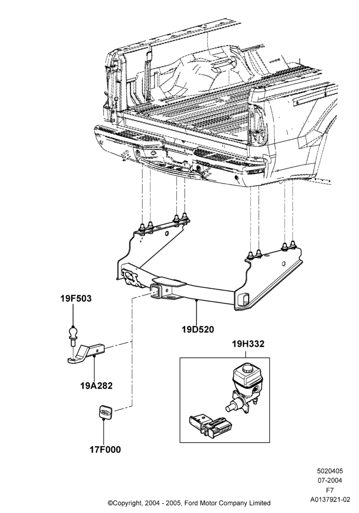 Схема Фаркоп, Accessory, With Wide Frame Only And Pick Up Box, Please Refer To Owners Guide For Towing Capacity; 19.07.2004–18.12.2006