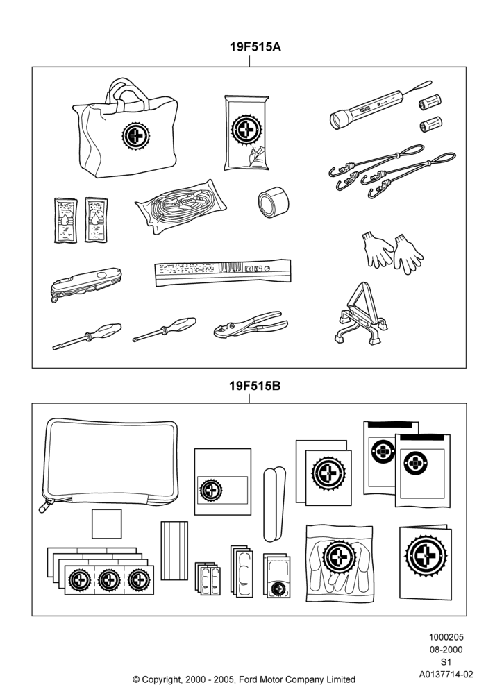 Схема Инструмент, First Aid Kit, Road Hazard Kit; 31.01.2000–30.06.2005