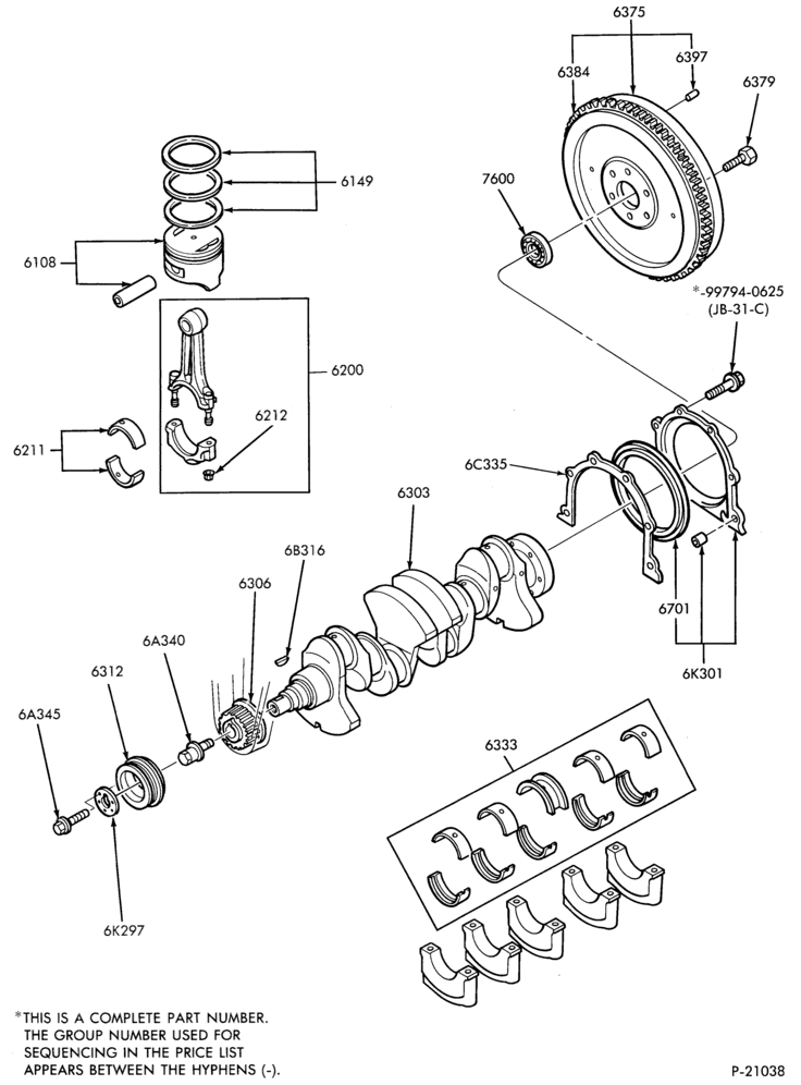 Схема 4 CYL. 2.2L (134 C.I.D.)-Piston and related parts