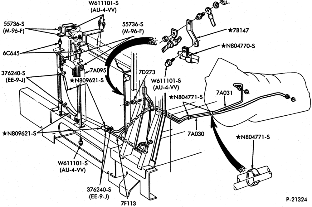 Схема E4OD TYPE TRANSMISSION-Oil Cooling system-F53 Stripped Chassis