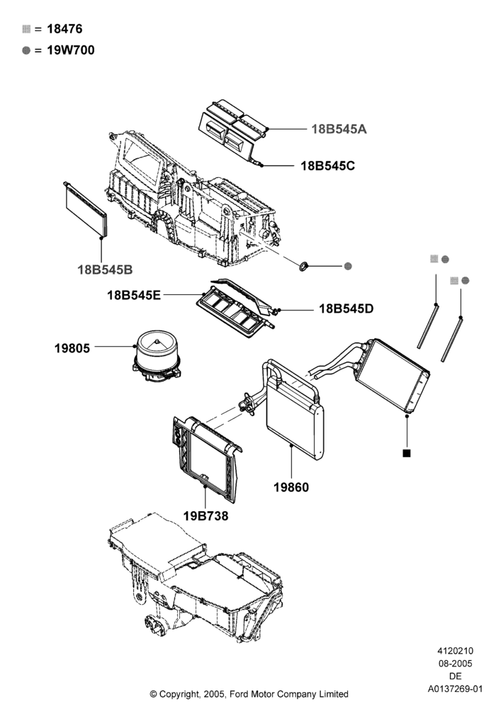 Схема Климат — внутренние компоненты, Manual Air Conditioning; 01.08.2005–04.02.2009