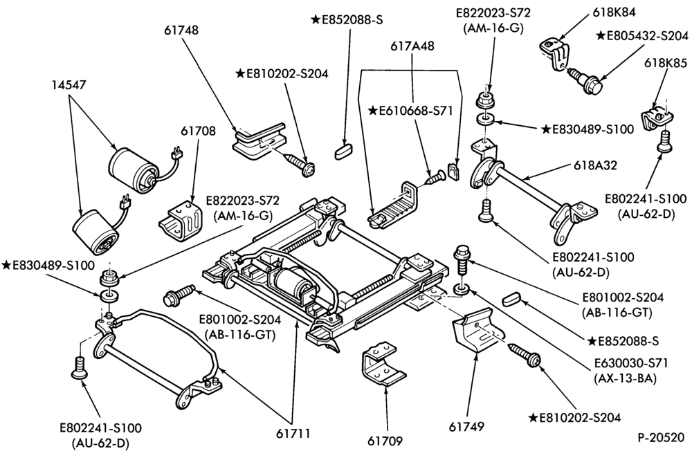 Схема SEATS AND SEAT BELTS-Front seat parts - lower half