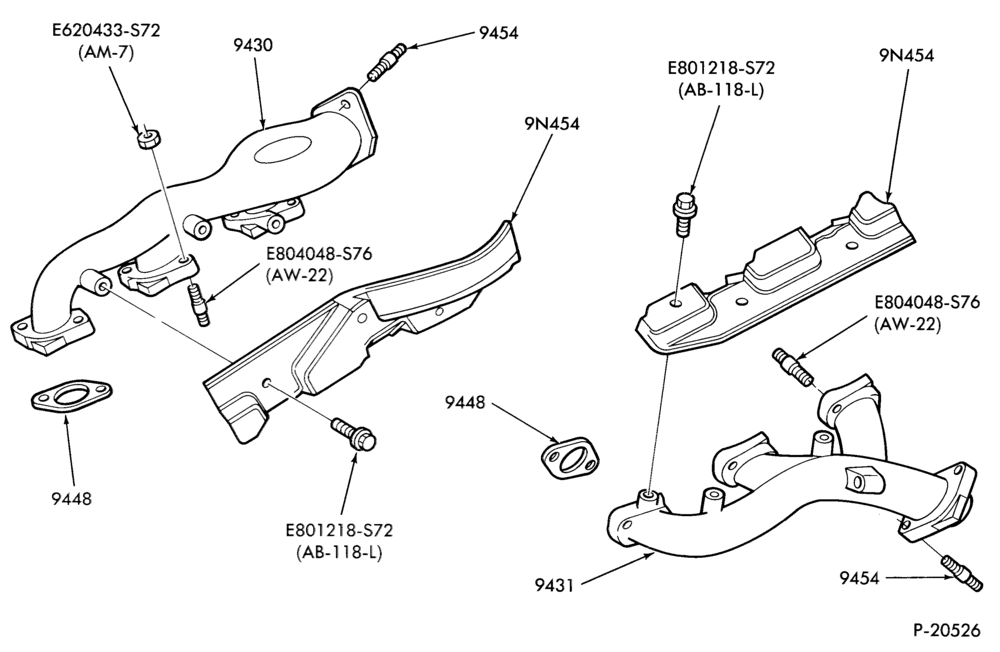 Схема 6 CYL. 2.9L (177 C.I.D.)-Manifold installation - exhaust