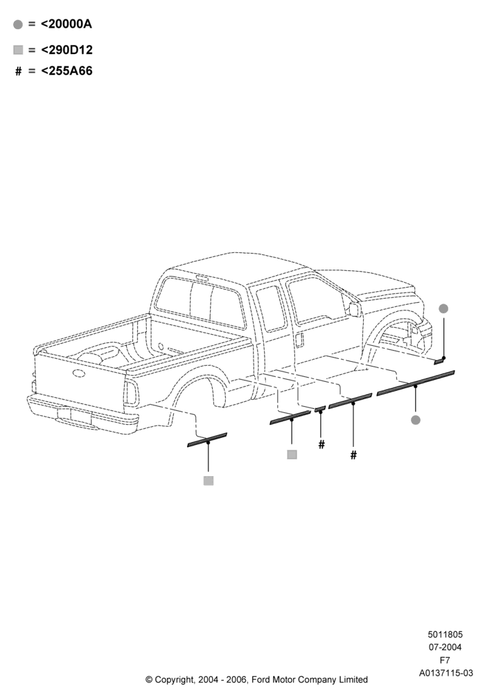 Схема Декоративные наклейки, Crew Cab, Less Harley Davidson Version, Super Cab, With Tu-Tone Paint; 19.07.2004–18.12.2006