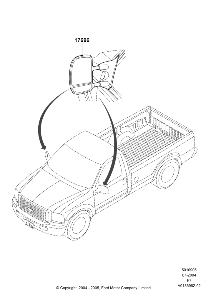 Схема Наружные зеркала заднего вида, Accessory, Trailer Tow; 19.07.2004–18.12.2006