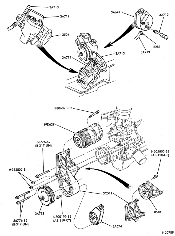 Схема STEERING-(1988/) - 8 cyl. 302 (5.0L) and 351W (5.8L) - E.F.I.-E150/350