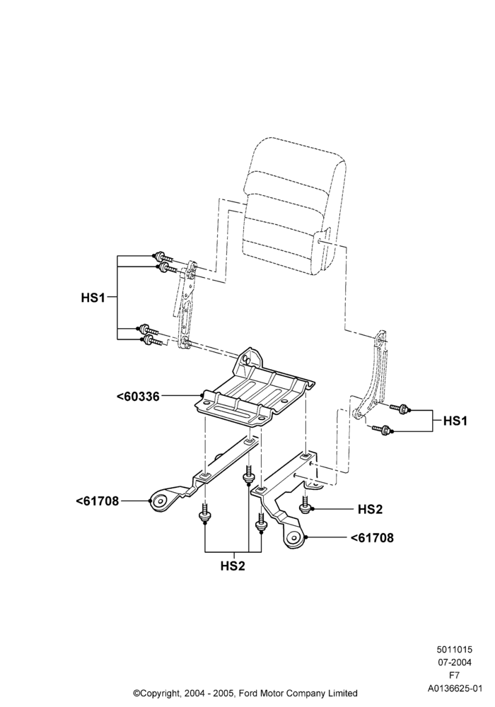 Схема Основание переднего сиденья, With 40/20/40 Split Bench Frnt Seat, 20% Seat; 19.07.2004–18.12.2006