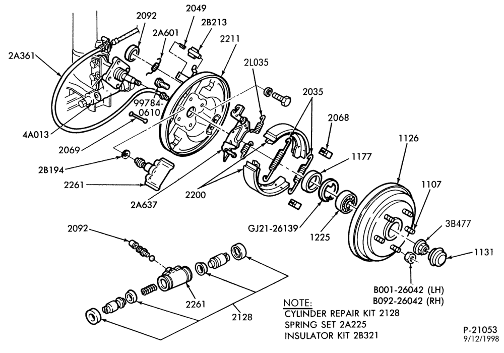 Схема BRAKES-Brake cylinder assembly - rear