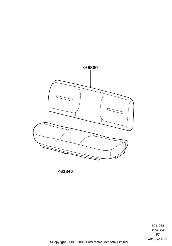 Схема Подушки и обогрев задних сидений, Crew Cab, With 2nd Row Bench Seat - 3 Passngr; 19.07.2004–18.12.2006