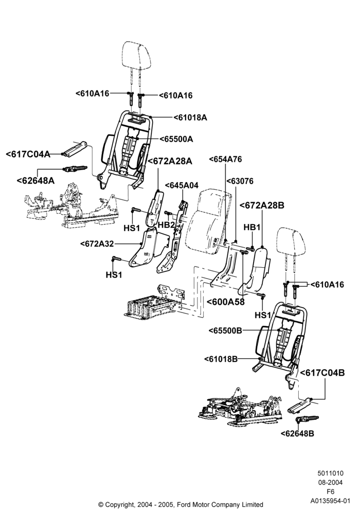 Схема Спинка переднего сиденья, Crew Cab, With 40/20/40 Split Bench Frnt Seat, With Sport 40/20/40 Front Seat; 23.08.2004–13.08.2007