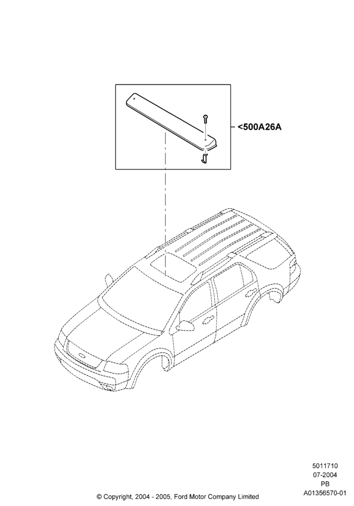 Схема Механизм люка и управление, Accessory, Moonroof Wind Deflector; 12.07.2004–04.06.2007