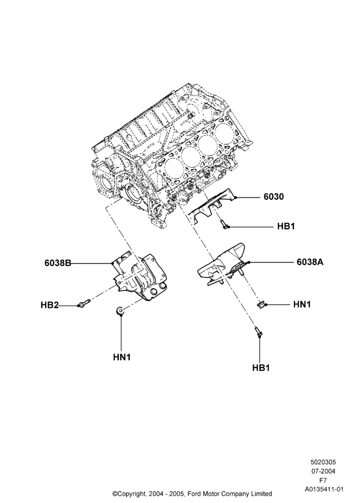 Схема Опоры двигателя, 5.4L 3V V8; 19.07.2004–18.12.2006