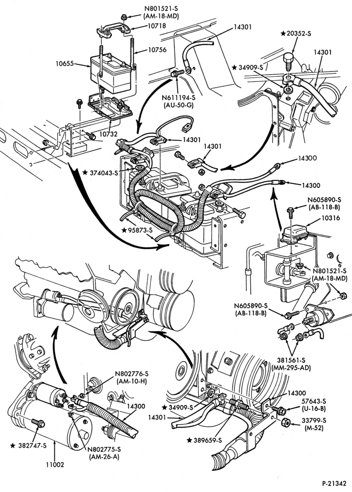 Схема BATTERY CARRIERS AND WIRING-F53-8 cyl. 446 (7.3L) diesel -