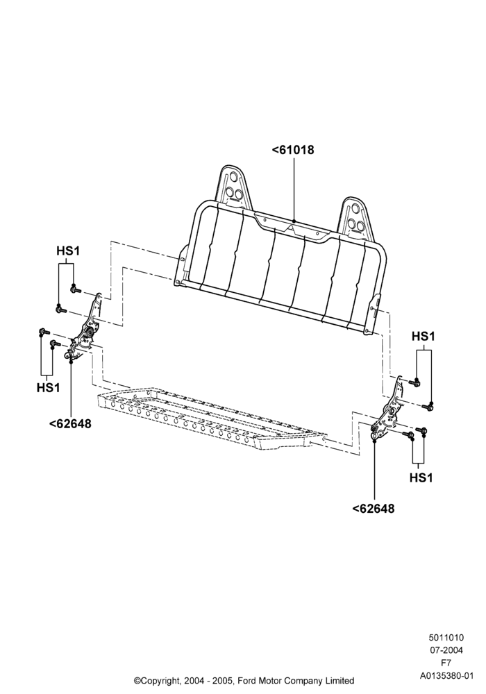 Схема Спинка переднего сиденья, Bench Type Front Seat; 19.07.2004–18.12.2006