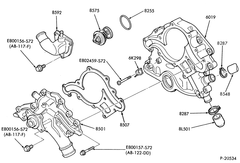 Схема 6 CYL. 2.9L 177 (C.I.D.)-Timing gear cover and related parts