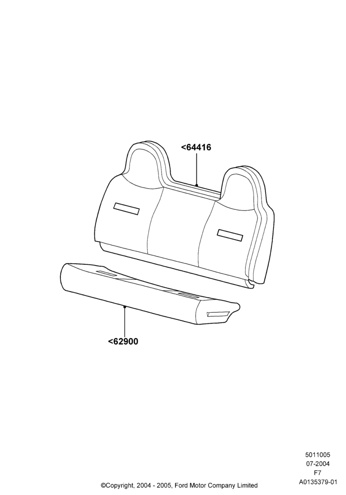 Схема Обивка передних сидений, Bench Type Front Seat; 19.07.2004–18.12.2006
