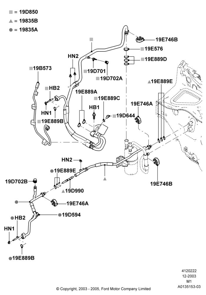 Схема Система кондиционирования, 3.0 V6 24V DOHC EFI Modular; 22.12.2003–01.05.2006
