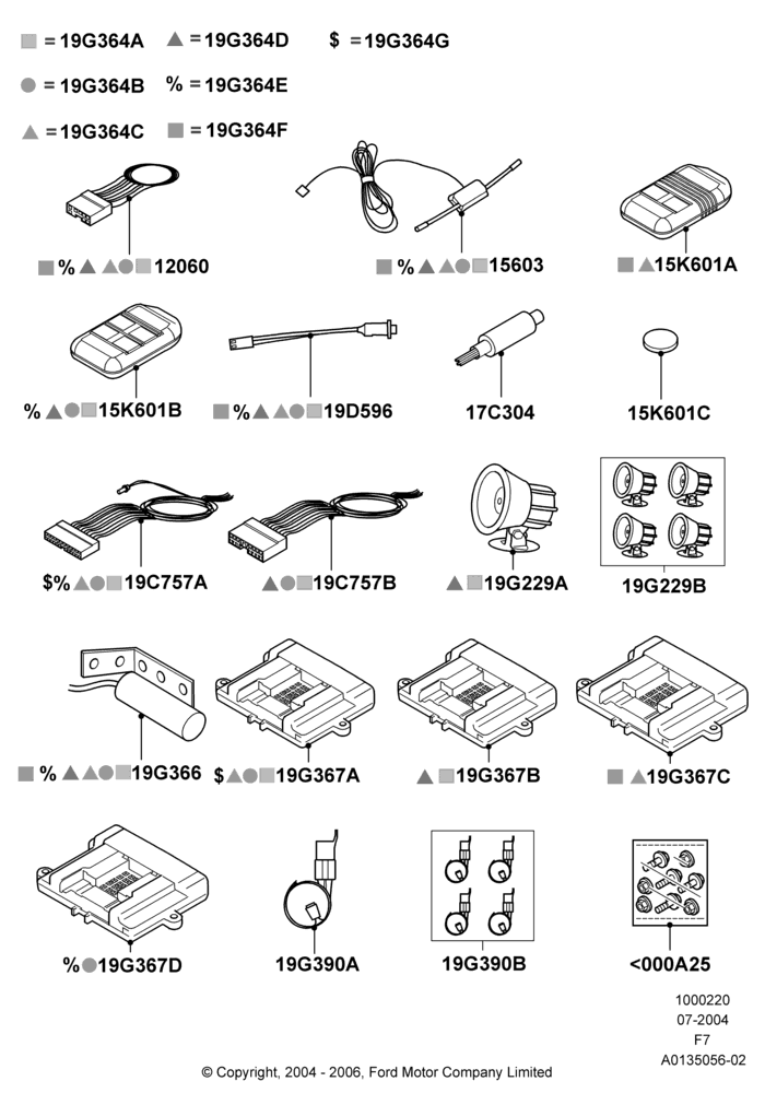 Схема Комплект дистанционного запуска, Automatic Transmission, Accessory, One Way; 19.07.2004–15.05.2006