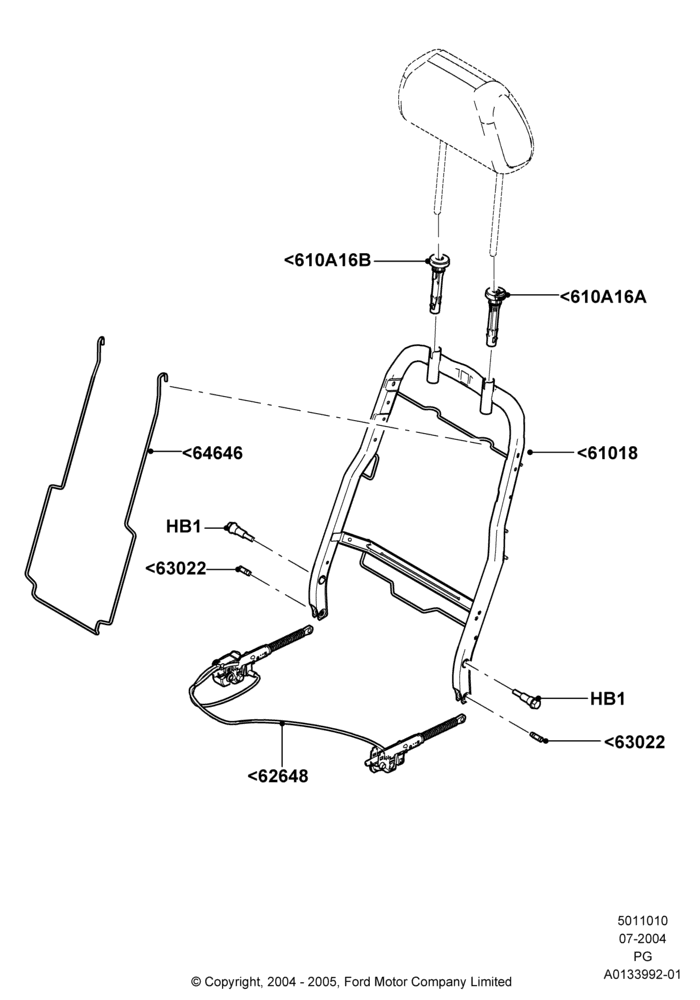 Схема Спинка переднего сиденья, Less Fold Flat Front Passenger Seat; 12.07.2004–15.06.2009