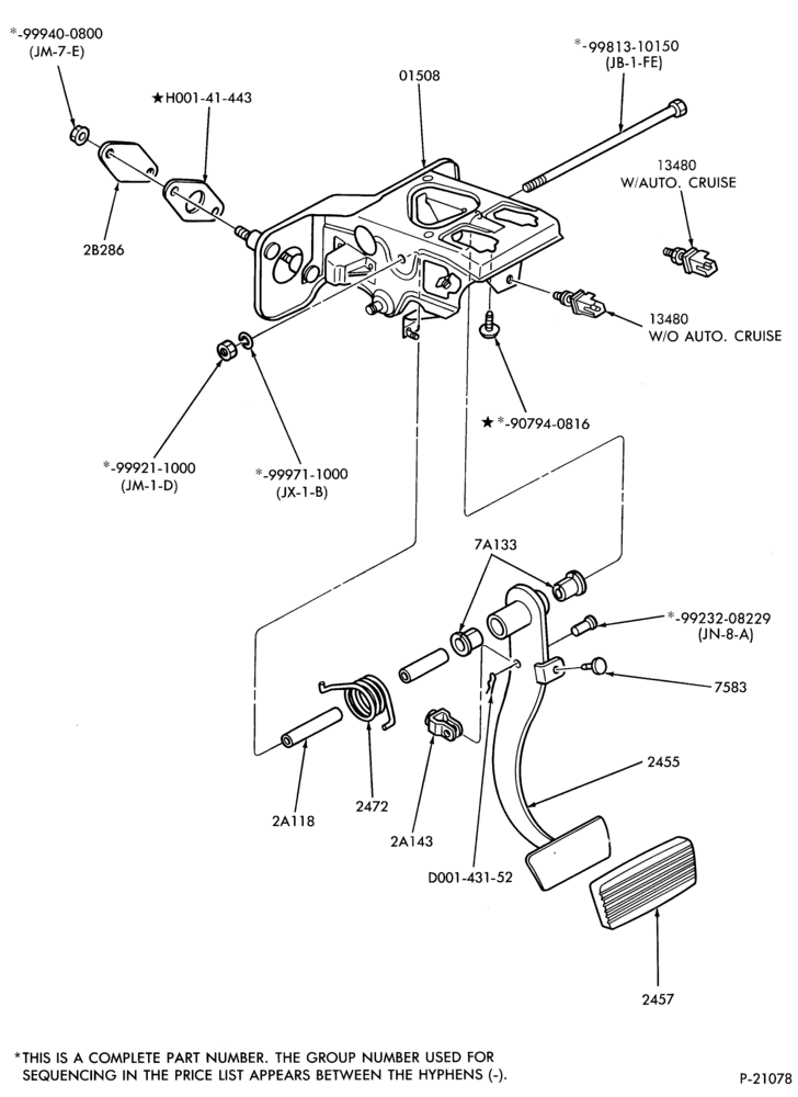 Схема BRAKES-Brake pedal installation - A/T