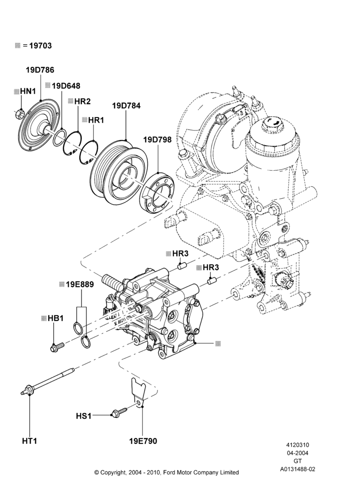 Схема Конденсатор и компрессор кондиционера, Compressor Assy; 30.06.2004