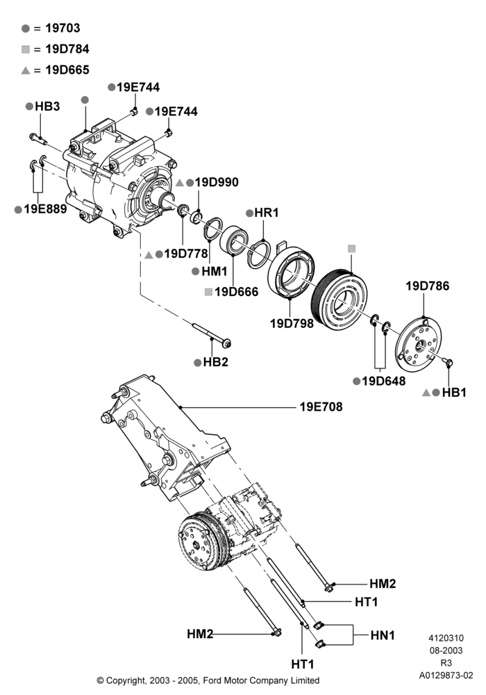 Схема Конденсатор и компрессор кондиционера, 4.0L V6 12V SOHC EFI, With Air Conditioning, Compressor Assy; 04.08.2003–16.12.2011
