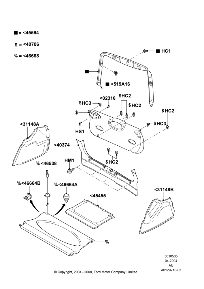 Схема Load Compartment Trim, 3/5 Door Sedan; 05.04.2004–27.08.2007