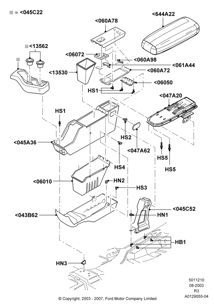 Схема Консоль напольная, Less Audiophile Sound System, With Full Floor Console; 04.08.2003–14.09.2009