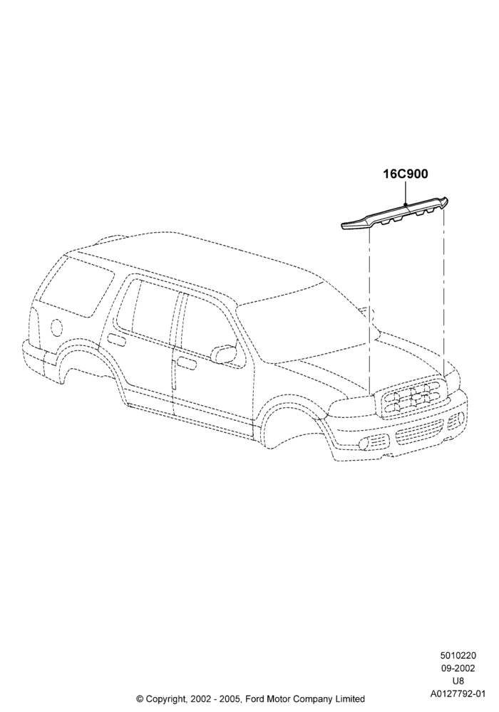 Схема Капот и детали, Accessory Bug Shield; 03.09.2002–05.08.2005