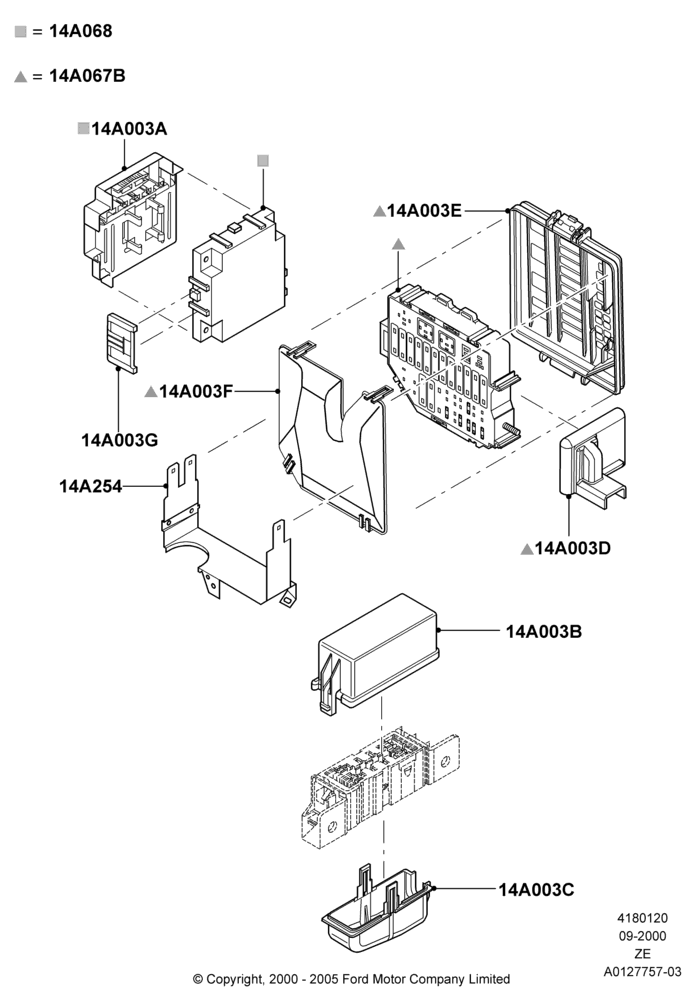 Схема Предохранители, Holders and Circuit Breakers, Relay Panels and Covers; 18.09.2000–12.05.2004