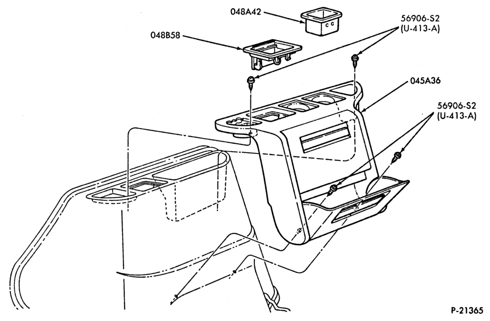 Схема TRIM-Engine cover console and ash receptacle-E150/350