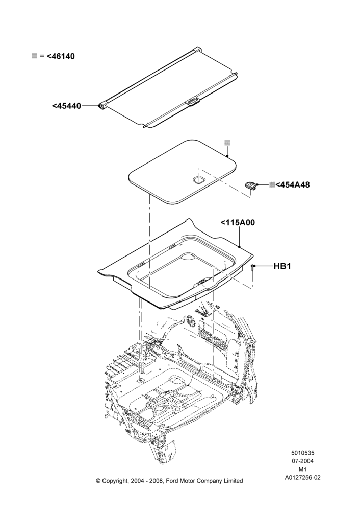 Схема Load Compartment Trim, With Cargo Convenience Package, Production Installed; 02.08.2004–01.05.2006