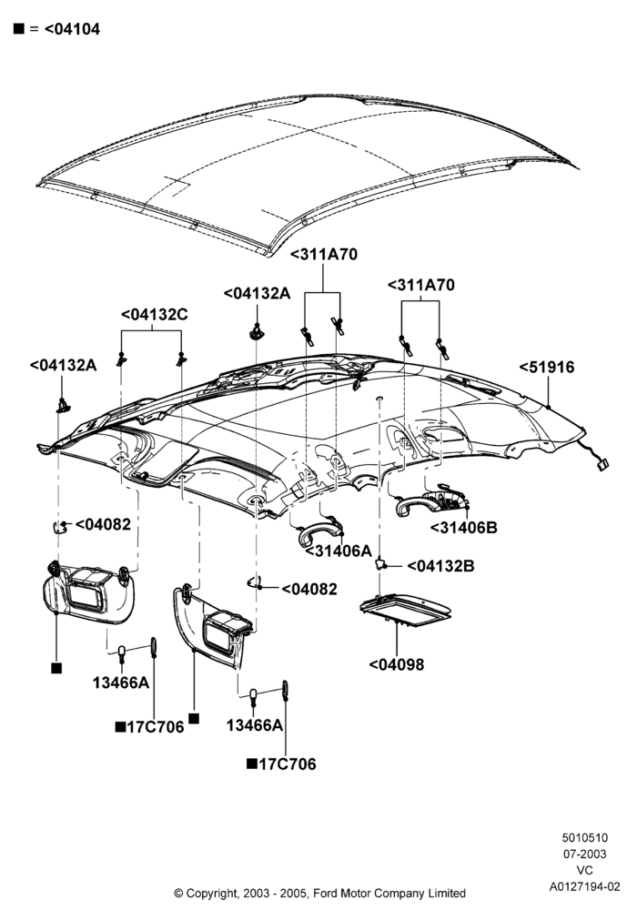Схема Потолок и козырьки, Less Sun Roof; 14.07.2003–12.06.2006