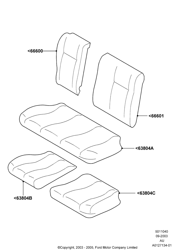 Схема Rear Seat Covers, Less Rear Headrest; 04.09.2003–05.04.2004