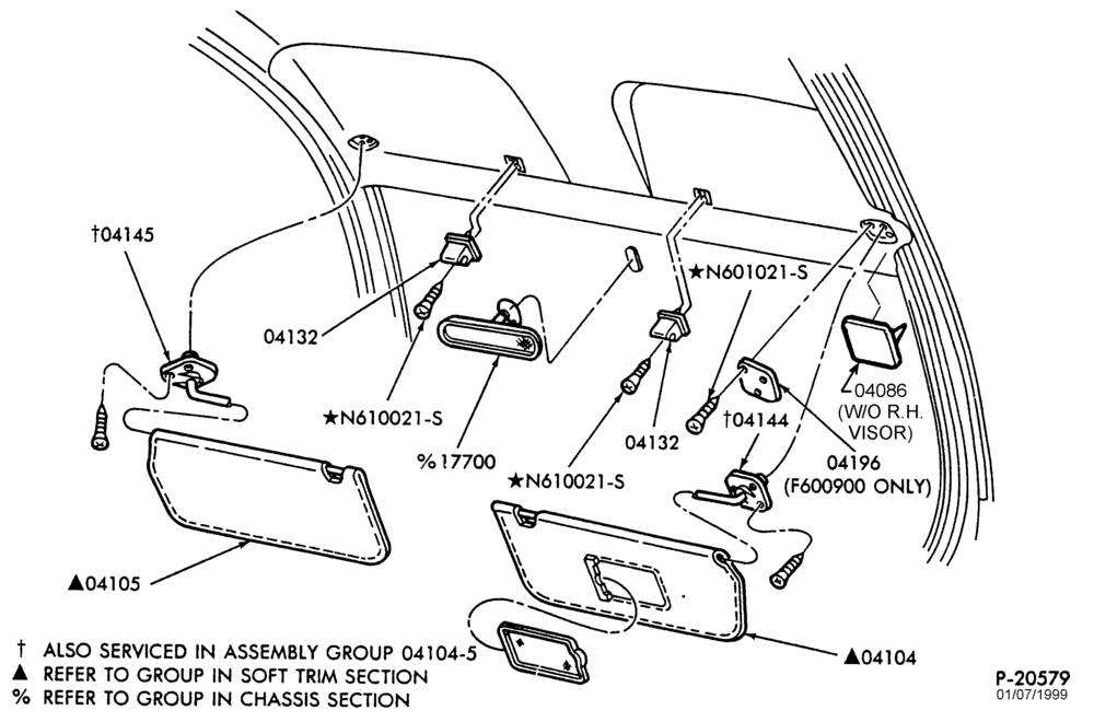 Схема Консоль, DASH, WINDSHIELD-Rear view mirror & sun visor-U150