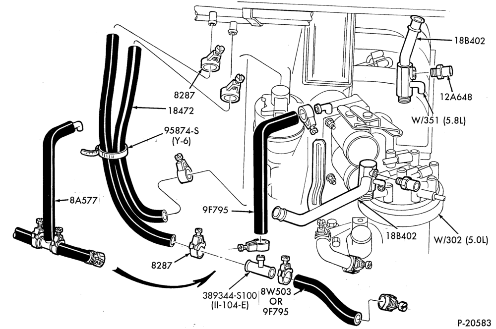 Схема HEATERS--main-8 cyl. 302 (5.0L)-E150/250