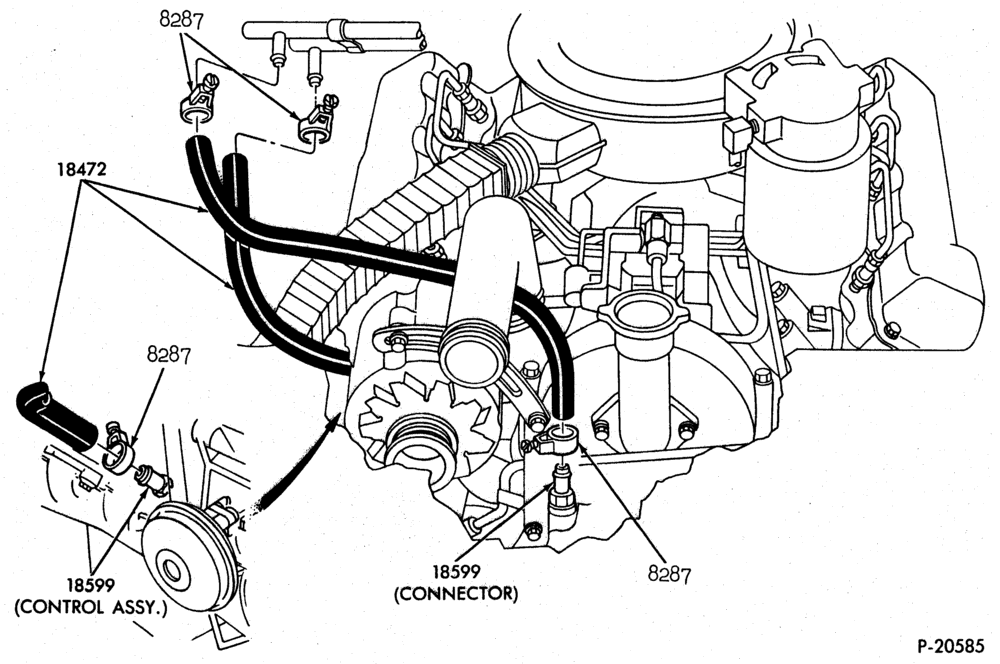 Схема HEATERS-Hoses -main-8 cyl. 420 (6.9L), 446 (7.3L) diesel-E250/350