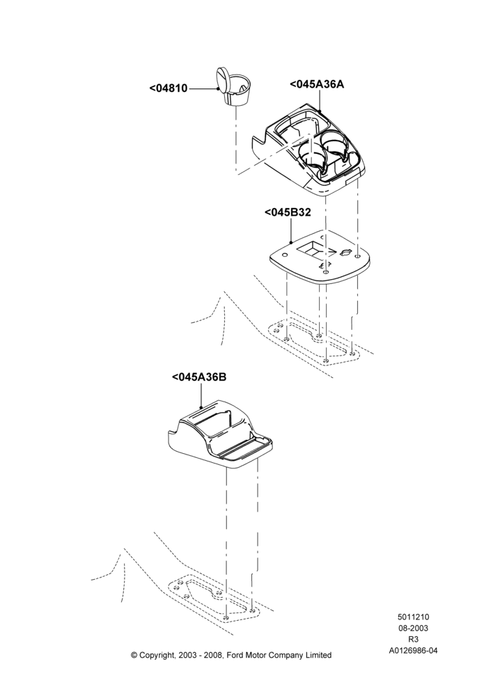 Схема Консоль напольная, Automatic Transmission, Less Audiophile Sound System, With Floor Consolette; 04.08.2003–14.09.2009