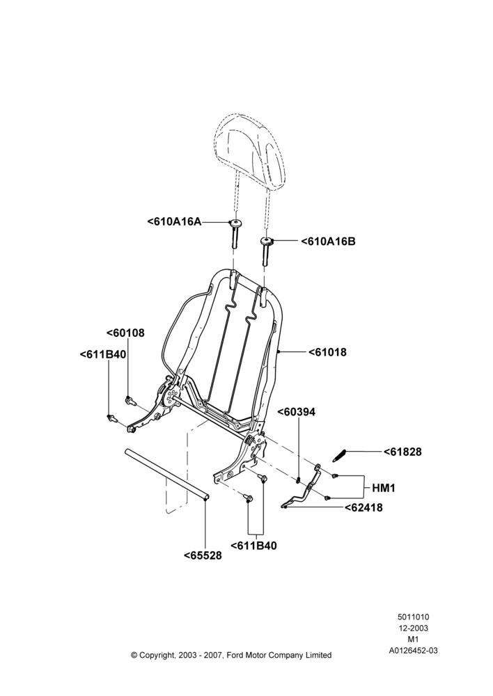 Схема Спинка переднего сиденья, Less LH Lumbar Support; 22.12.2003–01.05.2006